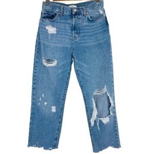 FOREVER 21 High Rise Distressed Crop Straight Jeans Size 28
